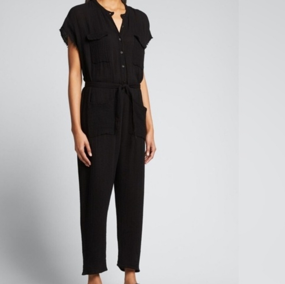 Monrow supersoft Shortsleeve jumpsuit Gauzy Black XS